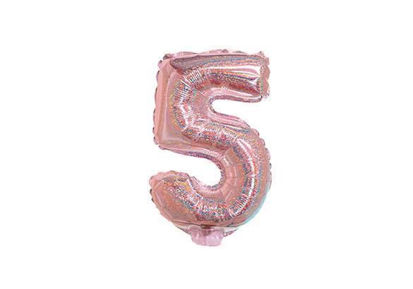 NUMERO 5 HOLOGRAFICO ROSA GOLD DE 14 PULGADAS