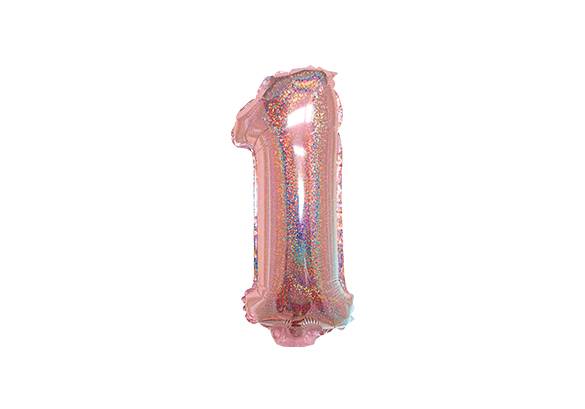 NUMERO 1 HOLOGRAFICO ROSA GOLD DE 14 PULGADAS