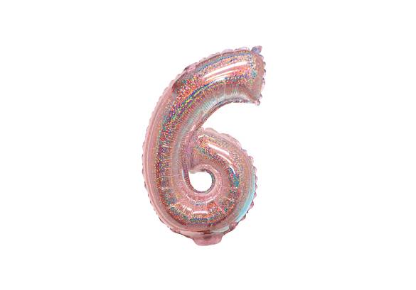 NUMERO 6 HOLOGRAFICO ROSA GOLD DE 14 PULGADAS