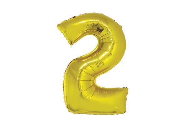 NUMERO 2 DORADO DE 32 PULGADAS