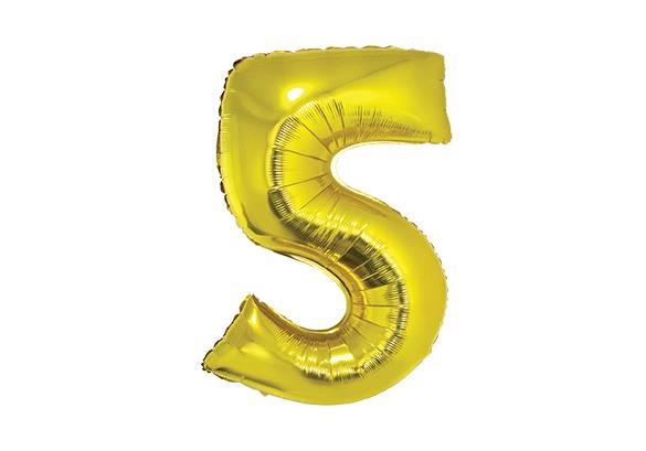 NUMERO 5 DORADO DE 32 PULGADAS