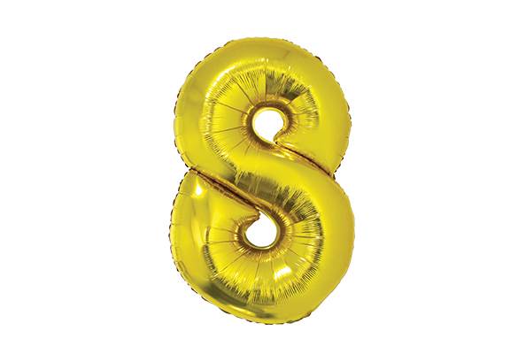 NUMERO 8 DORADO DE 32 PULGADAS