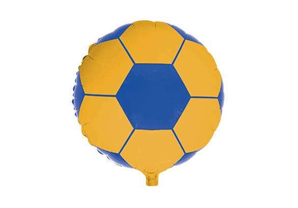 PELOTA FUTBOL AZUL Y AMARILLA - 18 PULGADAS