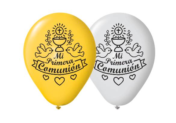 9 PULGADAS ESTANDAR BLANCO Y AMARILLO - COMUNION