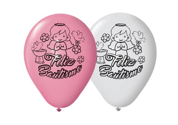 9 PULGADAS ESTANDAR BLANCO Y ROSA - BAUTISMO