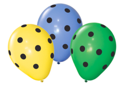 12 PULGADAS ESTANDAR FLUO SURTIDO LUNARES NEGROS