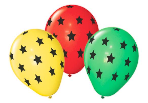 12 PULGADAS ESTANDAR FLUO COLOR SURTIDO ESTRELLAS NEGRAS