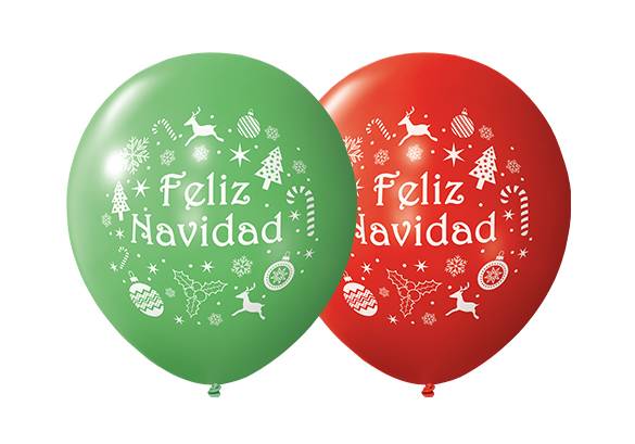 12 PULGADAS PERLADO VERDE Y ROJO - NAVIDAD