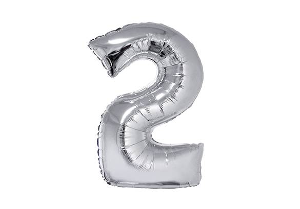 NUMERO 2 PLATEADO DE 32 PULGADAS