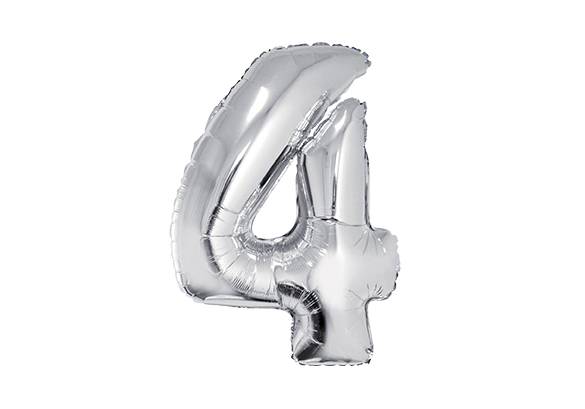 NUMERO 4 PLATEADO DE 32 PULGADAS