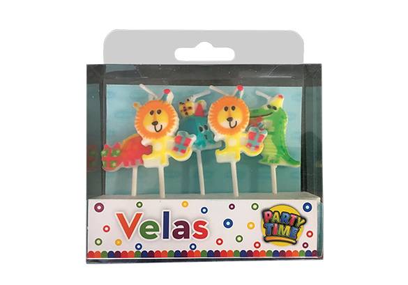 KIT 5 VELAS ANIMALITOS SELVA