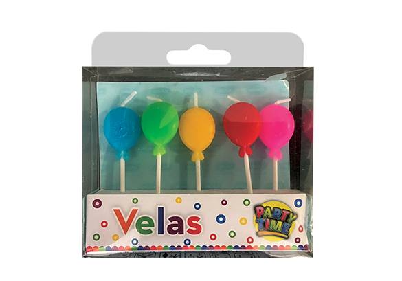 KIT 5 VELAS GLOBOS MULTICOLOR
