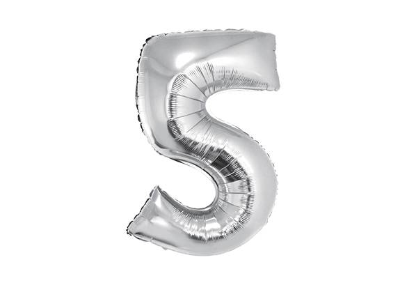 NUMERO 5 PLATEADO DE 32 PULGADAS