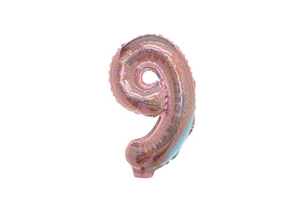NUMERO 9 HOLOGRAFICO ROSA GOLD DE 14 PULGADAS