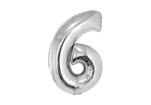 NUMERO 6 PLATEADO DE 32 PULGADAS