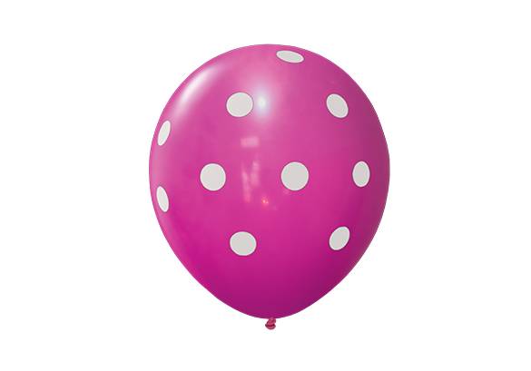 12 PULGADAS PERLADO FUCSIA LUNARES BLANCOS
