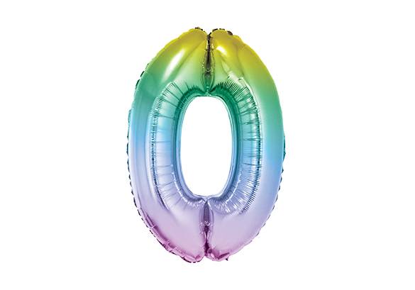 NUMERO 0 RAINBOW PASTEL DE 14 PULGADAS