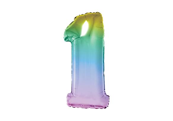 NUMERO 1 RAINBOW PASTEL DE 14 PULGADAS