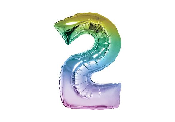 NUMERO 2 RAINBOW PASTEL DE 14 PULGADAS