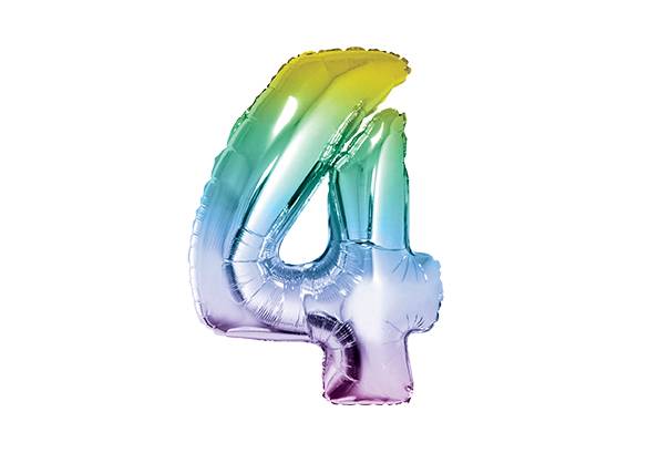 NUMERO 4 RAINBOW PASTEL DE 14 PULGADAS