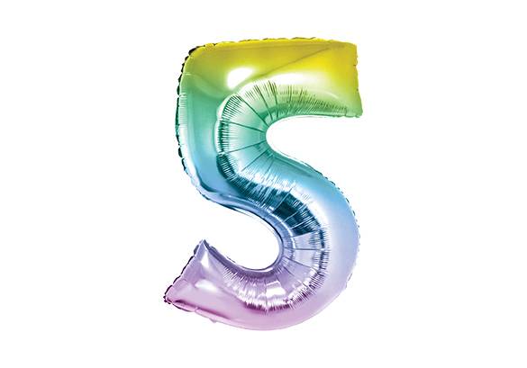 NUMERO 5 RAINBOW PASTEL DE 14 PULGADAS
