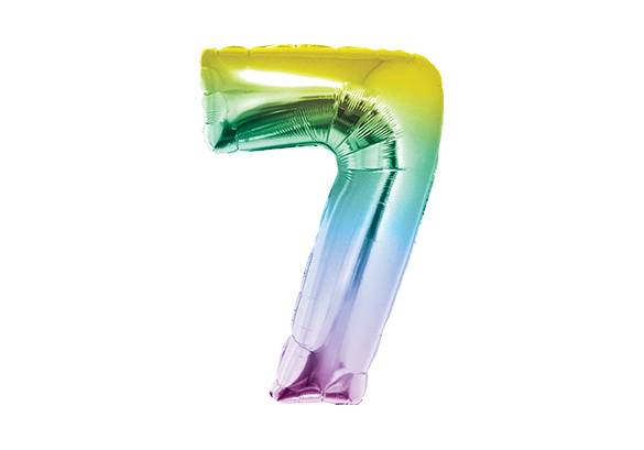 NUMERO 7 RAINBOW PASTEL DE 14 PULGADAS