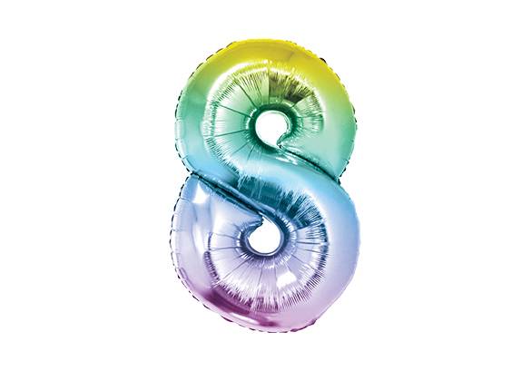 NUMERO 8 RAINBOW PASTEL DE 14 PULGADAS
