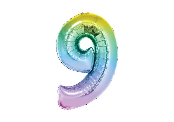 NUMERO 9 RAINBOW PASTEL DE 14 PULGADAS
