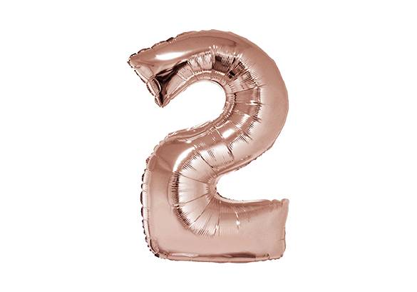 NUMERO 2 ROSA GOLD DE 32 PULGADAS