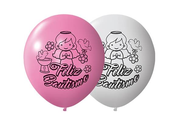 12 PULGADAS ESTANDAR BLANCO/ROSA - BAUTISMO