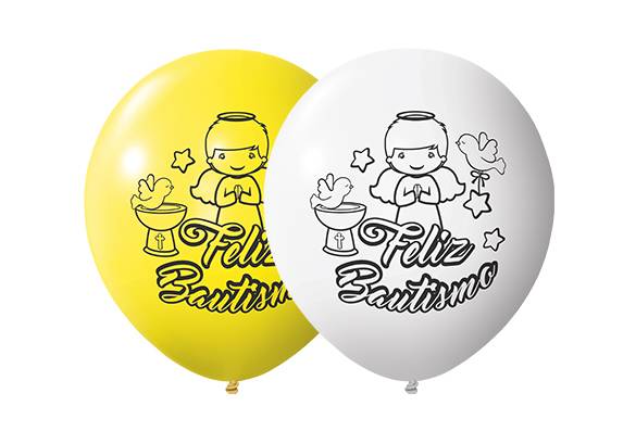 12 PULGADAS PERLADO BLANCO/AMARILLO - BAUTISMO