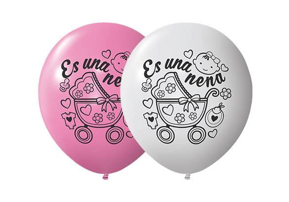12 PULGADAS PERLADO BLANCO/ROSA - ES UNA NENA