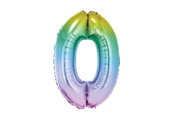 NUMERO 0 RAINBOW PASTEL DE 32 PULGADAS