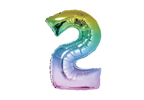 NUMERO 2 RAINBOW PASTEL DE 32 PULGADAS