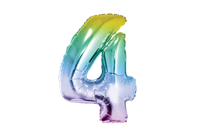 NUMERO 4 RAINBOW PASTEL DE 32 PULGADAS