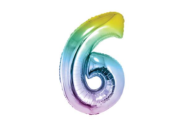 NUMERO 6 RAINBOW PASTEL DE 32 PULGADAS