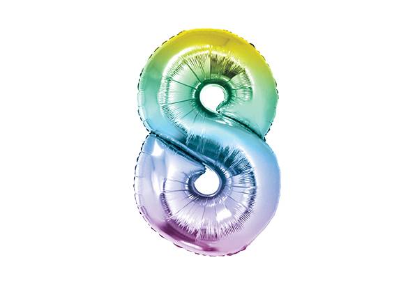 NUMERO 8 RAINBOW PASTEL DE 32 PULGADAS