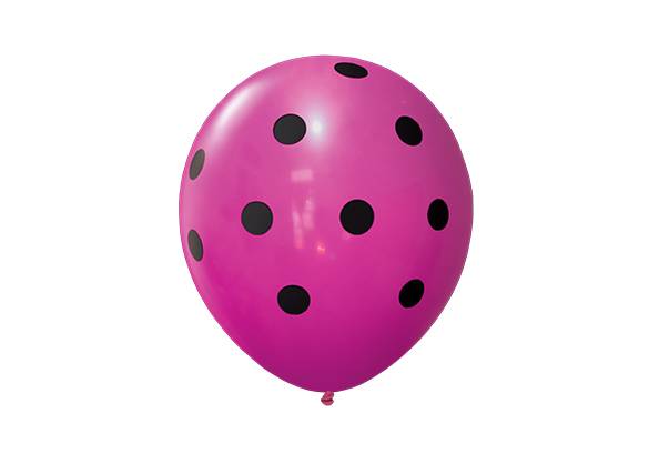 12 PULGADAS PERLADO FUCSIA LUNARES NEGROS