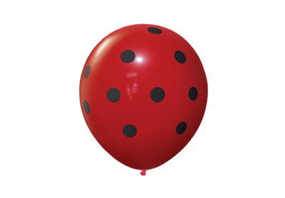 12 PULGADAS PERLADO ROJO LUNARES NEGROS
