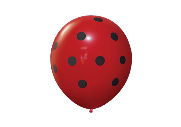 12 PULGADAS PERLADO ROJO LUNARES NEGROS