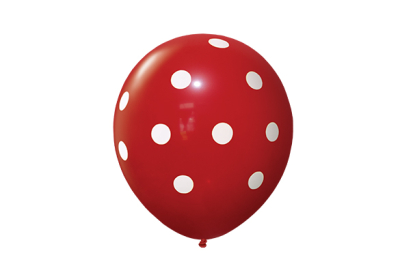 12 PULGADAS PERLADO ROJO LUNARES BLANCOS
