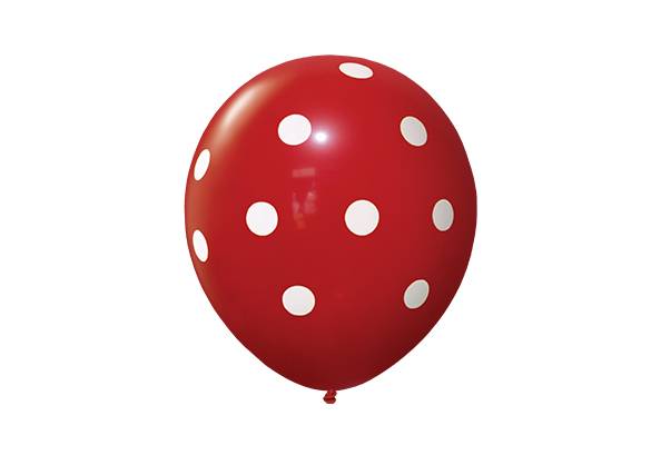 12 PULGADAS PERLADO ROJO LUNARES BLANCOS