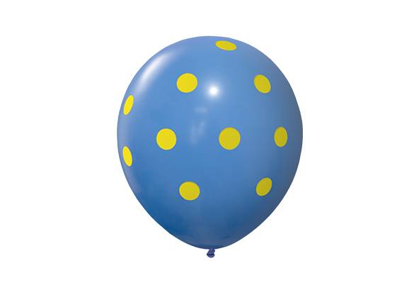 12 PULGADAS PERLADO AZUL LUNARES AMARILLOS