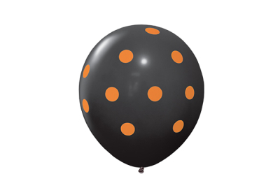 12 PULGADAS PERLADO NEGRO LUNARES NARANJAS