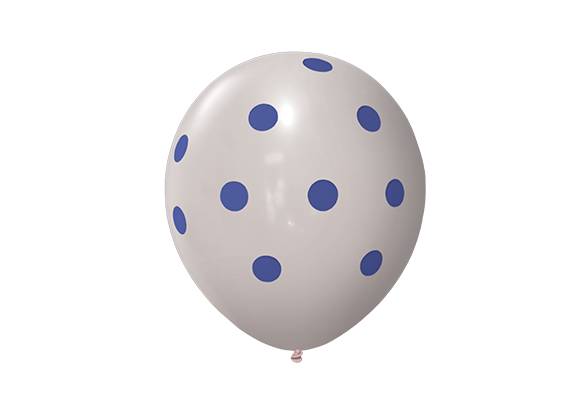 12 PULGADAS PERLADO BLANCO LUNARES AZULES