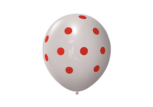 12 PULGADAS PERLADO BLANCO LUNARES ROJOS