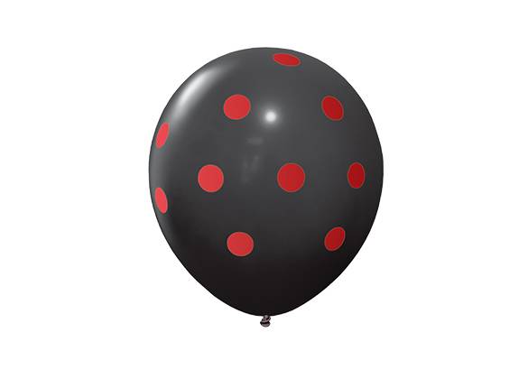 12 PULGADAS PERLADO NEGRO LUNARES ROJOS