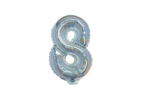 NUMERO 8 HOLOGRAFICO PLATA DE 14 PULGADAS