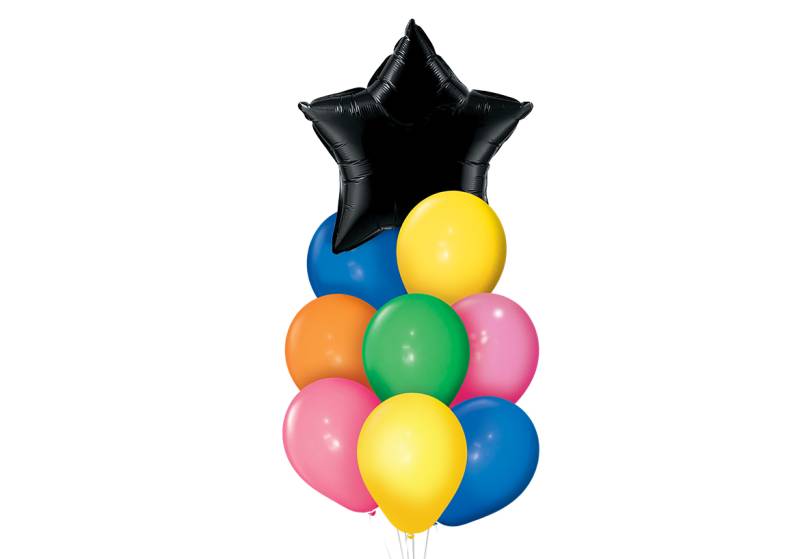 SET 9 GLOBOS PREMIUM FLUO ESTRELLA NEGRA