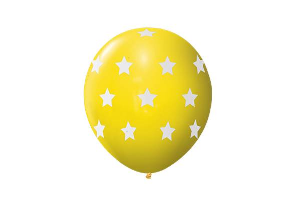 12 PULGADAS PERLADO AMARILLO ESTRELLAS BLANCAS